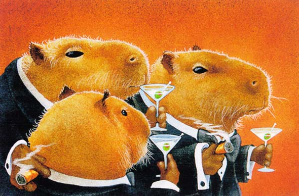 Will Bullas Fine Art Signed Open Edition Paper :"The Capybara Club"