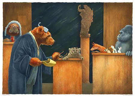 Will Bullas Handsigned & Numbered Limited Edition Giclee on Canvas : "Badgering the Witness"