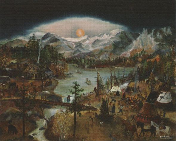 Will Moses Handsigned & Numbered Limited Edition Lithograph Print :"Red Moon Rising"