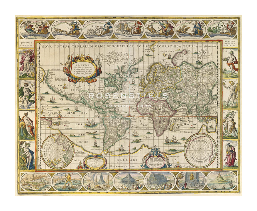 Willem Janszoon Blaeu Hand Numbered Limited Edition Print on Paper :"Map Of The World"