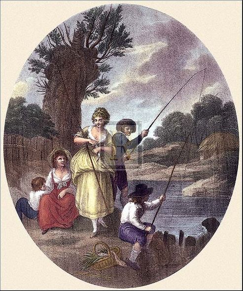 William Hamilton Artist Hand Colored Copper Plate Printed Atelier Print:"April"
