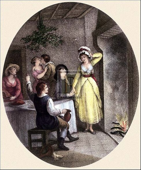 William Hamilton Artist Hand Colored Copper Plate Printed Atelier Print:"December"