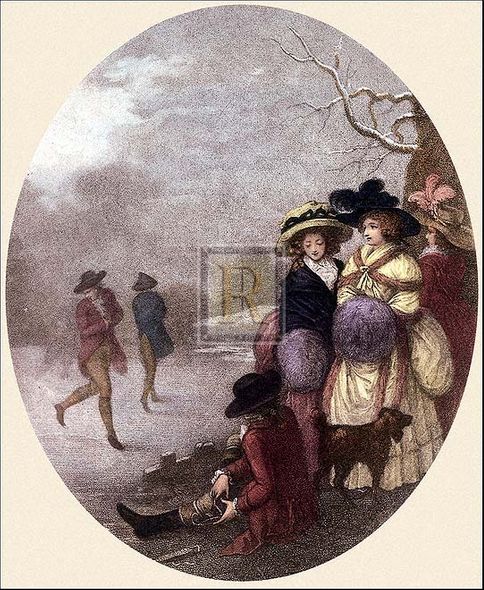 William Hamilton Artist Hand Colored Copper Plate Printed Atelier Print:"January"