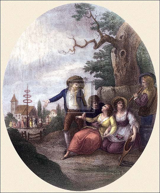 William Hamilton Artist Hand Colored Copper Plate Printed Atelier Print:"May"