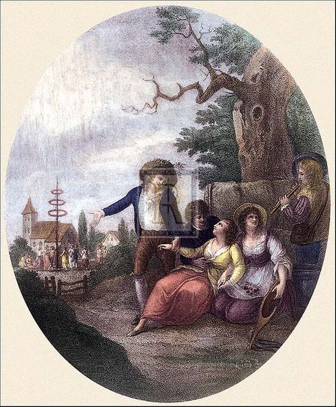 William Hamilton Artist Hand Colored Copper Plate Printed Atelier Print:"May"