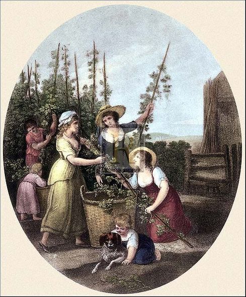 William Hamilton Artist Hand Colored Copper Plate Printed Atelier Print:"September"