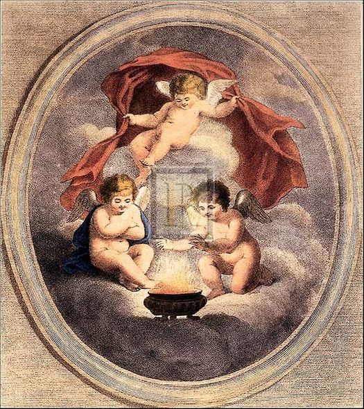 William Hamilton Artist Hand Colored Copper Plate Printed Atelier Print:"Winter"