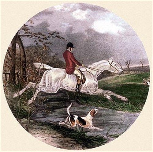 William J. Shayer Jnr Artist Hand Colored Copper Plate Printed Atelier Print:"Flying Leap"