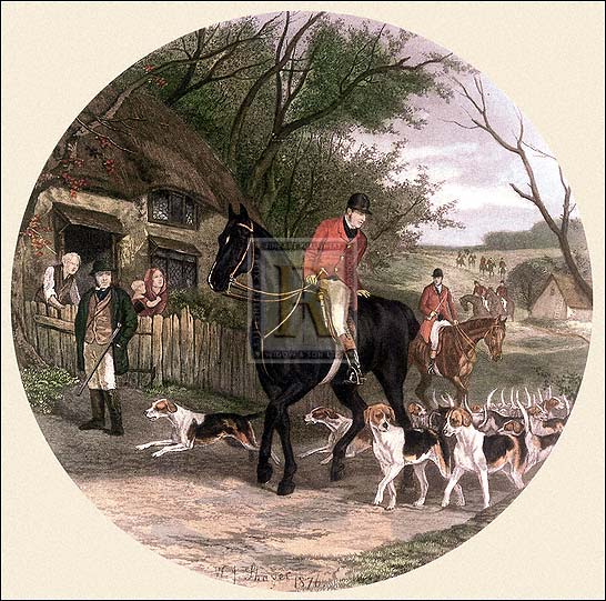 William J. Shayer Jnr Artist Hand Colored Copper Plate Printed Atelier Print:"Here Come The Hounds"