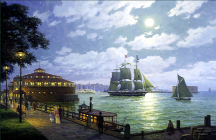 WILLIAM MULLER 23X17 Secondary Market Art: "NIGHT VIEW BATTERY"