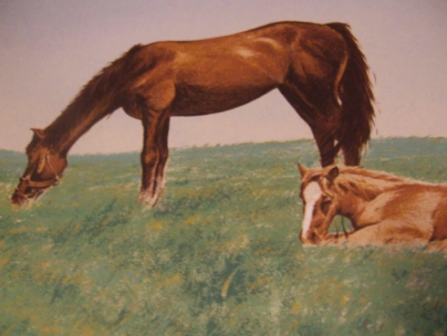 William Nelson Serigraph on Paper: "'"Mare and Foal" William Nelson Serigraph on Paper: "'"Mare and Foal"