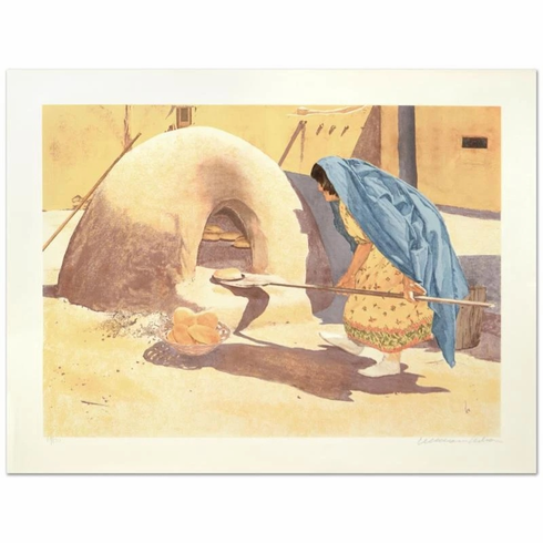 William Nelson Signed Limited Edition Hand-pulled Serigraph Print: "Baking Bread"