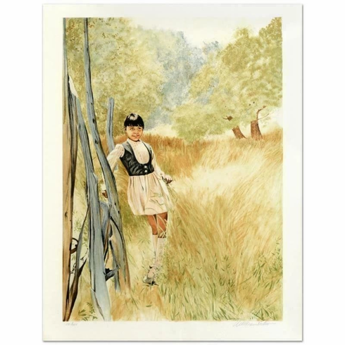 William Nelson Signed Limited Edition Hand-pulled Serigraph Print: "Girl in Meadow" William Nelson Signed Limited Edition Hand-pulled Serigraph Print: "Girl in Meadow"