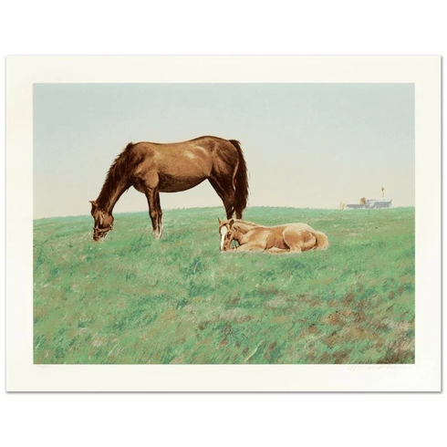 William Nelson Signed Limited Edition Hand-pulled Serigraph Print: "Mare and Foal"