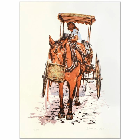 William Nelson Signed Limited Edition Serigraph Print: "Montreal Horse & Buggy"