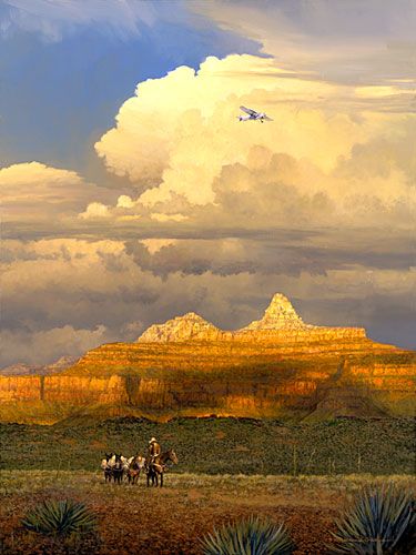 William Phillips Handsigned and Numbered Limited Edition Giclee on Canvas:"New Sounds in an Ancient Canyon"