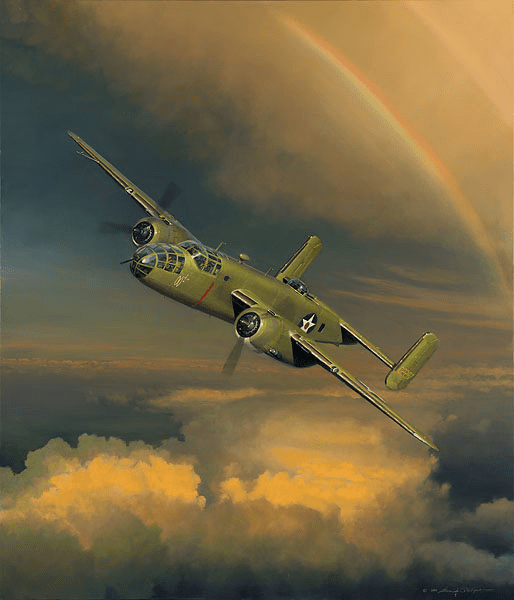 William Phillips Handsigned and Numbered Limited Edition Print (Co-signed by members of The Yellow Rose Squadron of the C.A.F.) : "Westbound: A Date with the General"