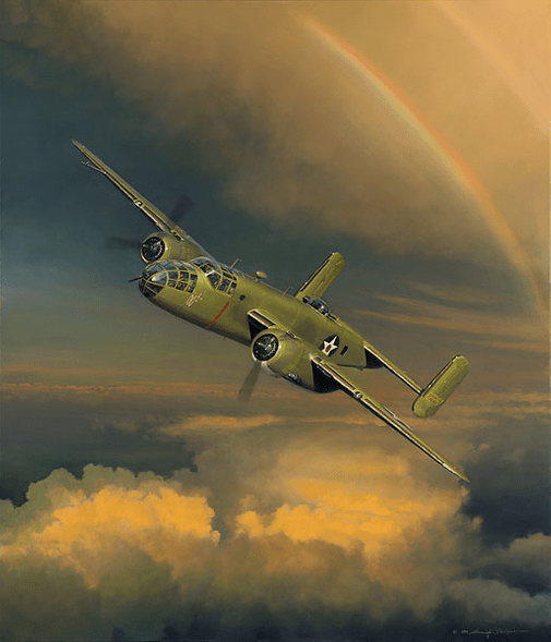 William Phillips Handsigned and Numbered Limited Edition Print (Co-signed by members of The Yellow Rose Squadron of the C.A.F.) : "Westbound: A Date with the General"