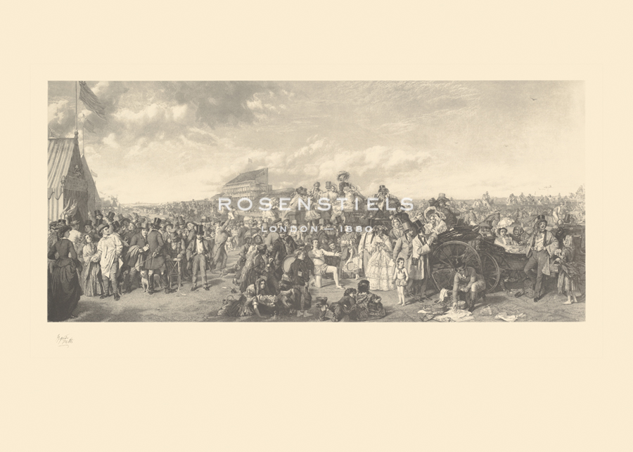 William Powell Frith Artist Hand Colored Copper Plate Printed Atelier Print:"Derby Day"