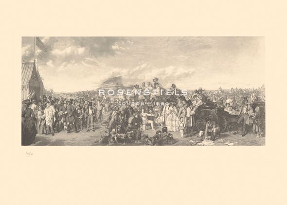 William Powell Frith Artist Hand Colored Copper Plate Printed Atelier Print:"Derby Day"