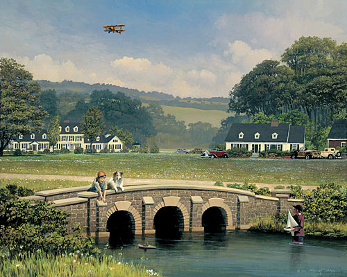 WILLIAM S PHILLIPS 25X20 Secondary Market Art: "APPLE CREEK YACHT CLUB"