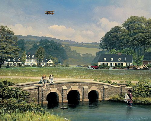 WILLIAM S PHILLIPS 25X20 Secondary Market Art: "APPLE CREEK YACHT CLUB"