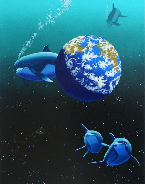 William (Schim) Schimmel Limited Edition Serigraph on Paper: "Our Home Too II - Dolphins"