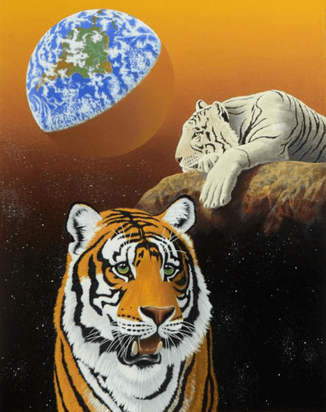 William (Schim) Schimmel Limited Edition Serigraph on Paper: "Our Home Too III - Tigers"