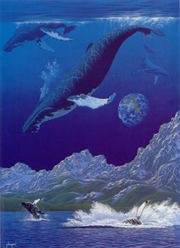 William Schimmel Artist Signed Limited Edition Serigraph on paper:"Dance Of The Humpbacks"