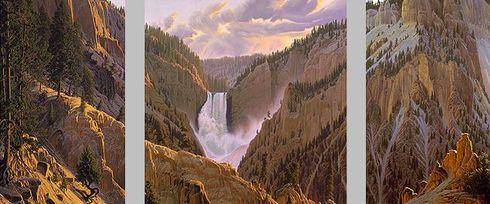 Wilson Hurley Artist Signed Limited Edition Triptych Canvas Giclee: "The Wyoming Suite - Lower Falls at Yellowstone (3-Piece Set)" Wilson Hurley Artist Signed Limited Edition Triptych Canvas Giclee: "The Wyoming Suite - Lower Falls at Yellowstone (3-Piece Set)"