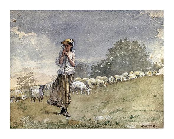 Winslow Homer Fine Art Open Edition Giclée:"Tending Sheep, Houghton Farm"