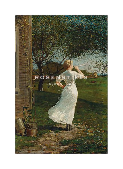 Winslow Homer Hand Numbered Limited Edition Print on Paper :"The Dinner Horn (Blowing the Horn at Seaside), 1870"