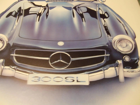 Wolfgang Kuzel Artist Signed  Print: "Mercedes 300SL"