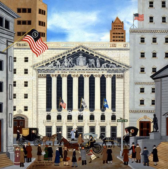 Wooster Scott Hand Signed and Numbered Limited Edition Print: "The Stock Exchange"