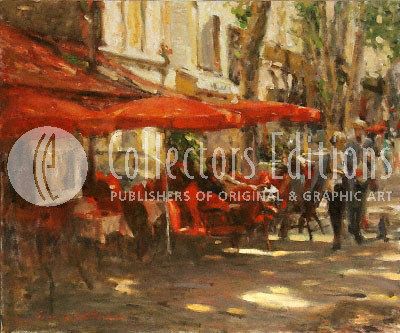 Wren Limited Edition Embellished Giclee on Canvas :" Caf&eacute; Aix-en-Provence"