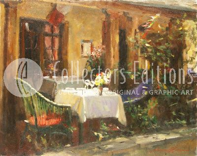 Wren Limited Edition Hand Embellished Artist Proof Giclee on Canvas : "Carmel Cafe "