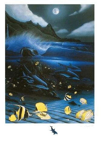 Wyland Limited Edition Mixed Media on Paper: "Hanalei Bay"