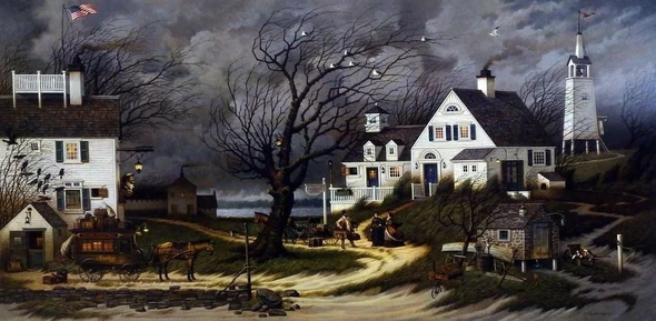 Wysocki Signed Limited Edition  Lithograph Print: "Checking on Martha's Vineyard"