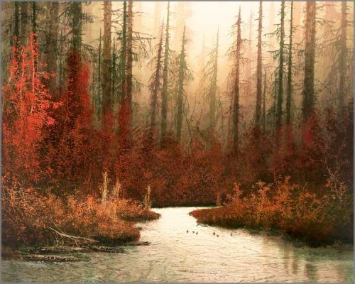 Yiqian Shu gicl&eacute;e on canvas, hand signed by the artist:"In the Forest"
