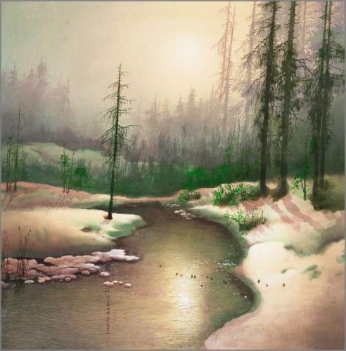 Yiqian Shu giclée on canvas, hand signed by the artist:"Waiting for Spring"