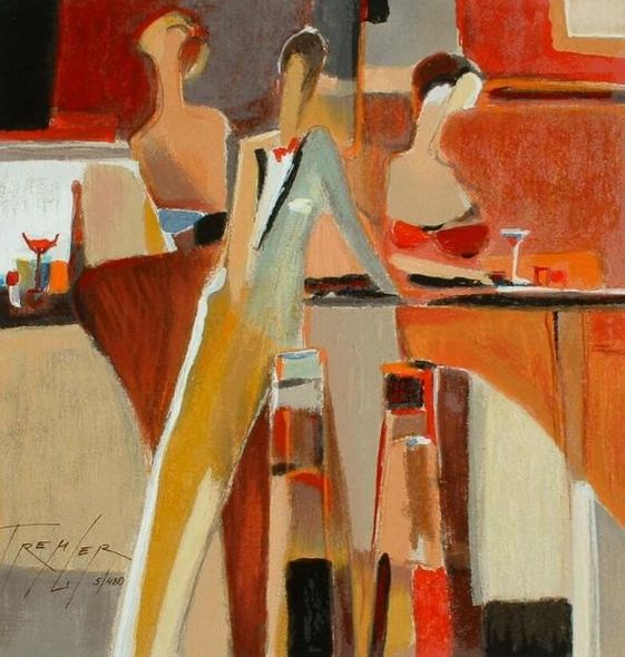 Yuri Tremler Hand Signed and Numbered Limited Edition Serigraph on Paper: " Metro Bar "
