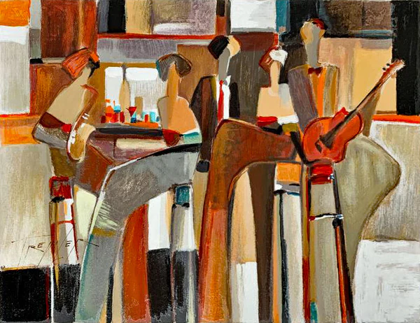 Yuri Tremler Limited Edition Artist Proof Serigraph on Paper: "Music at the Bar"