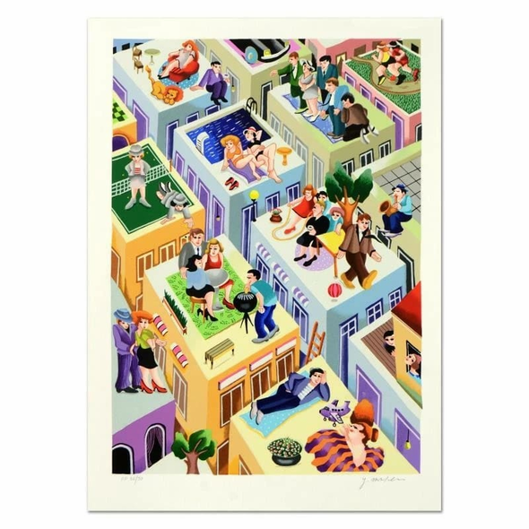 Yuval Mahler Signed Limited Edition Hand-pulled Serigraph Print: "Escaping the Fire"