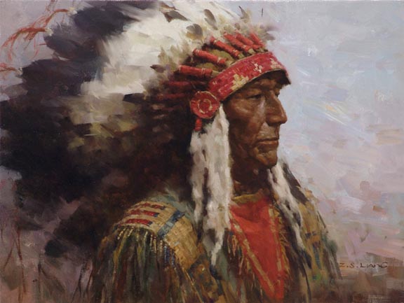 Z.S. Liang Artist Hand-Signed Limited Edition Giclee Canvas:"Brule Warrior"