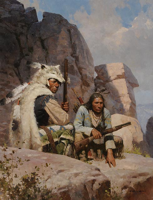 Z.S. Liang Artist Hand-Signed Limited Edition Giclee Canvas:"Observers Above Fort Phil Kearny, 1868"