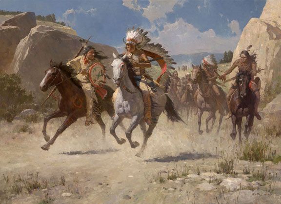 Z.S. Liang Collector's Edition Gicl&eacute;e Canvas, Signed Book and Sketch Set:"The Diversion, Bozeman Trail, 1866"