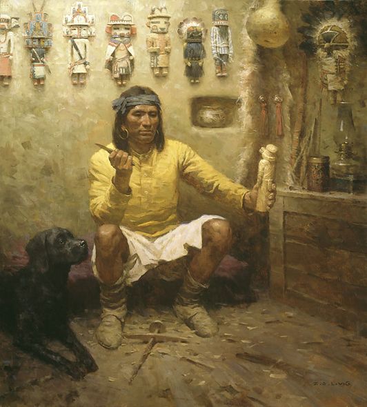 Z. S. Liang Hand Signed Limited Edition Canvas Giclee: "Kachina Carver"