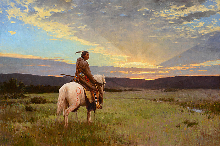 Z. S. Liang Hand Signed Limited Edition Artist Proof  Canvas Giclee:"Lone Rider, Milk River Valley" | Sold Out