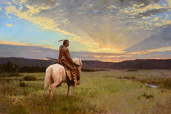 Z. S. Liang Hand Signed Limited Edition Artist Proof  Canvas Giclee:"Lone Rider, Milk River Valley" | Sold Out