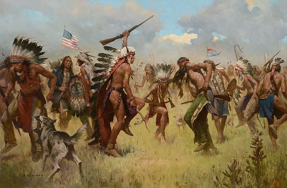 Z. S. Liang Hand Signed Limited Edition Canvas Giclee:"Victory Dance, Little Big Horn, 1876"